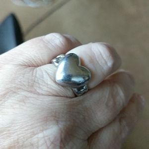Silver Heart Chain Link Ring